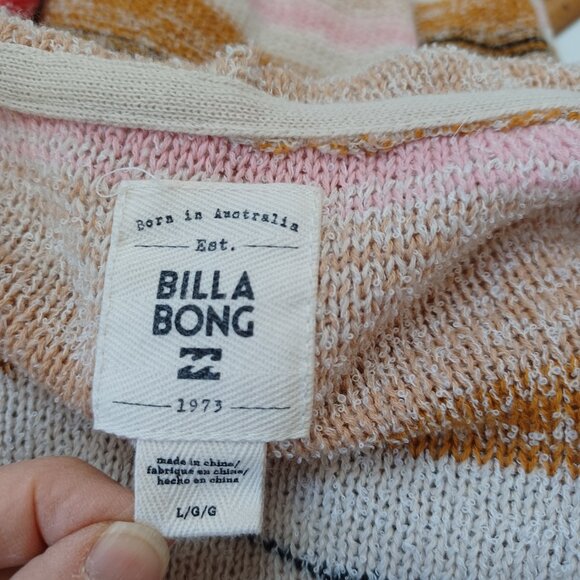 Billabong Hoodie Baja Beach Hooded Sweater Multi-Colored Stripe Womens Large - Picture 10 of 15